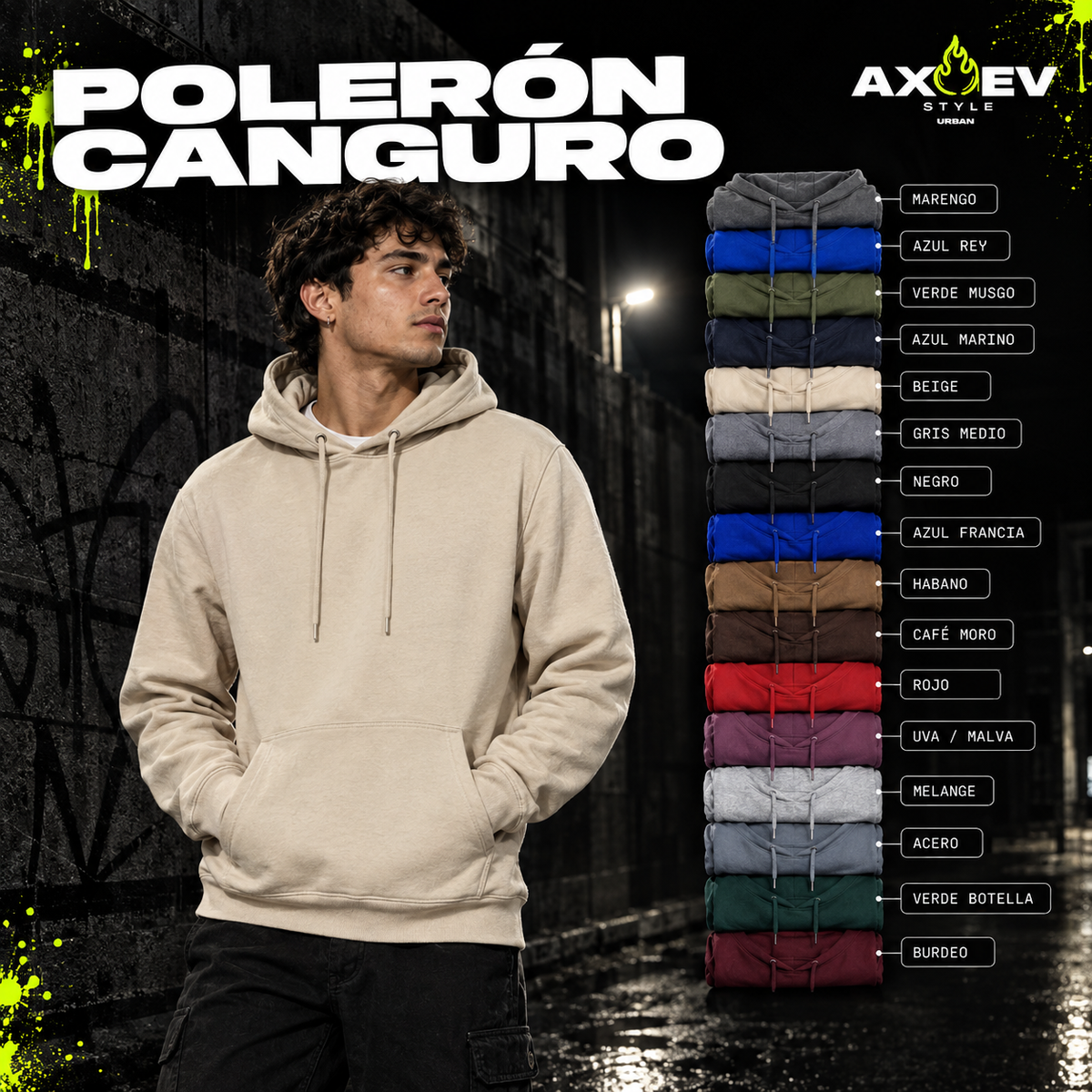 Polerón canguro estampado AXEV Urban