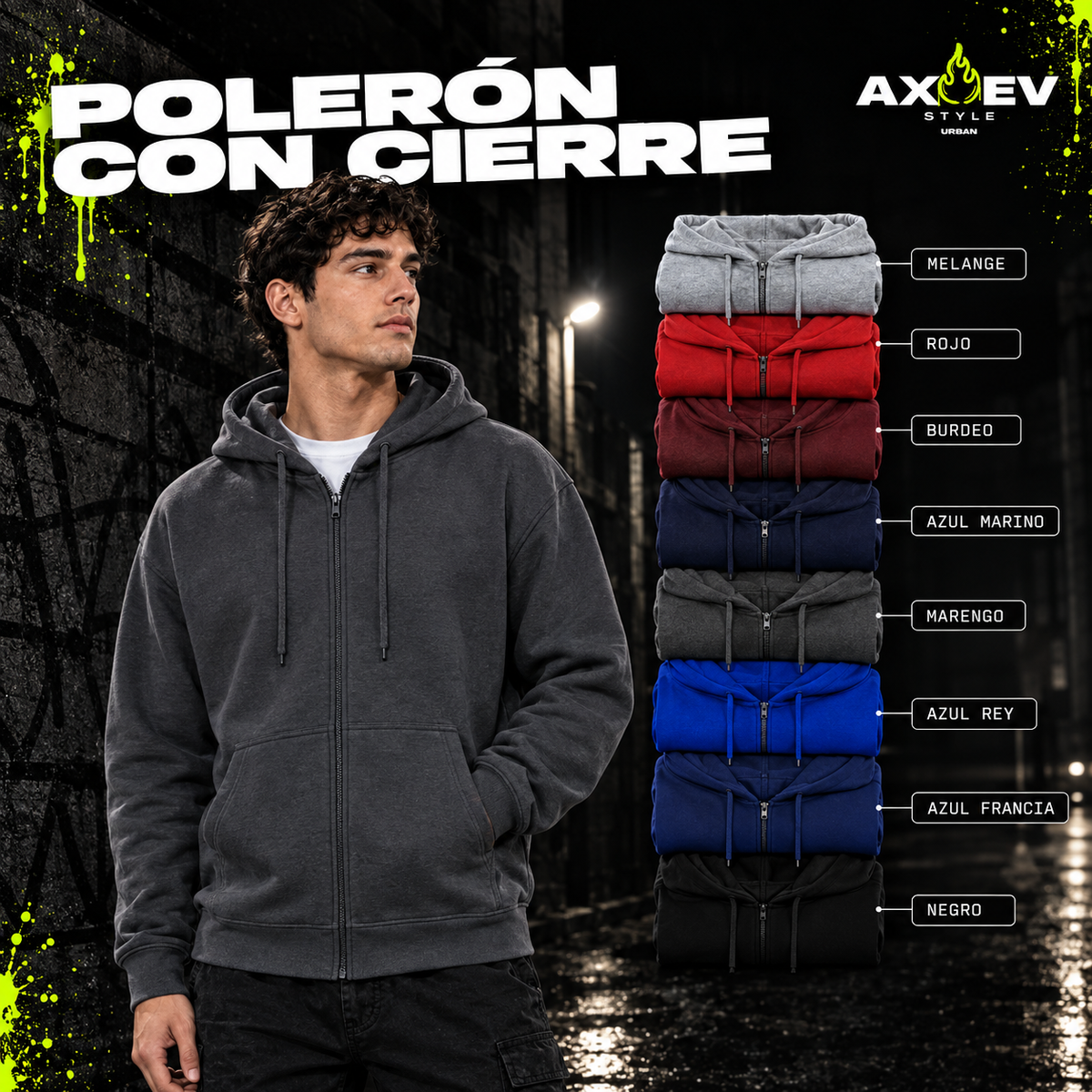 Polerón con cierre y capucha AXEV Urban